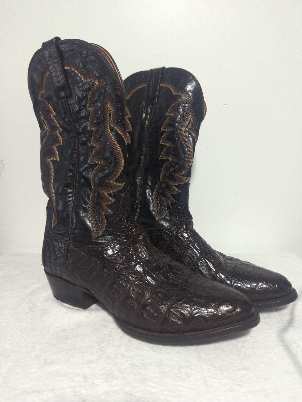 Dan Post DP2386 Size 12 Men's Brown Exotic Caiman Leather Western Cowboy Boots